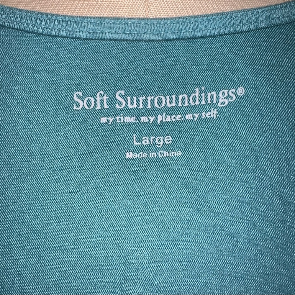 Soft Surroundings Teal Blue Ruched Neck‎ Tank Top Tunic Women's Large - Picture 5 of 7